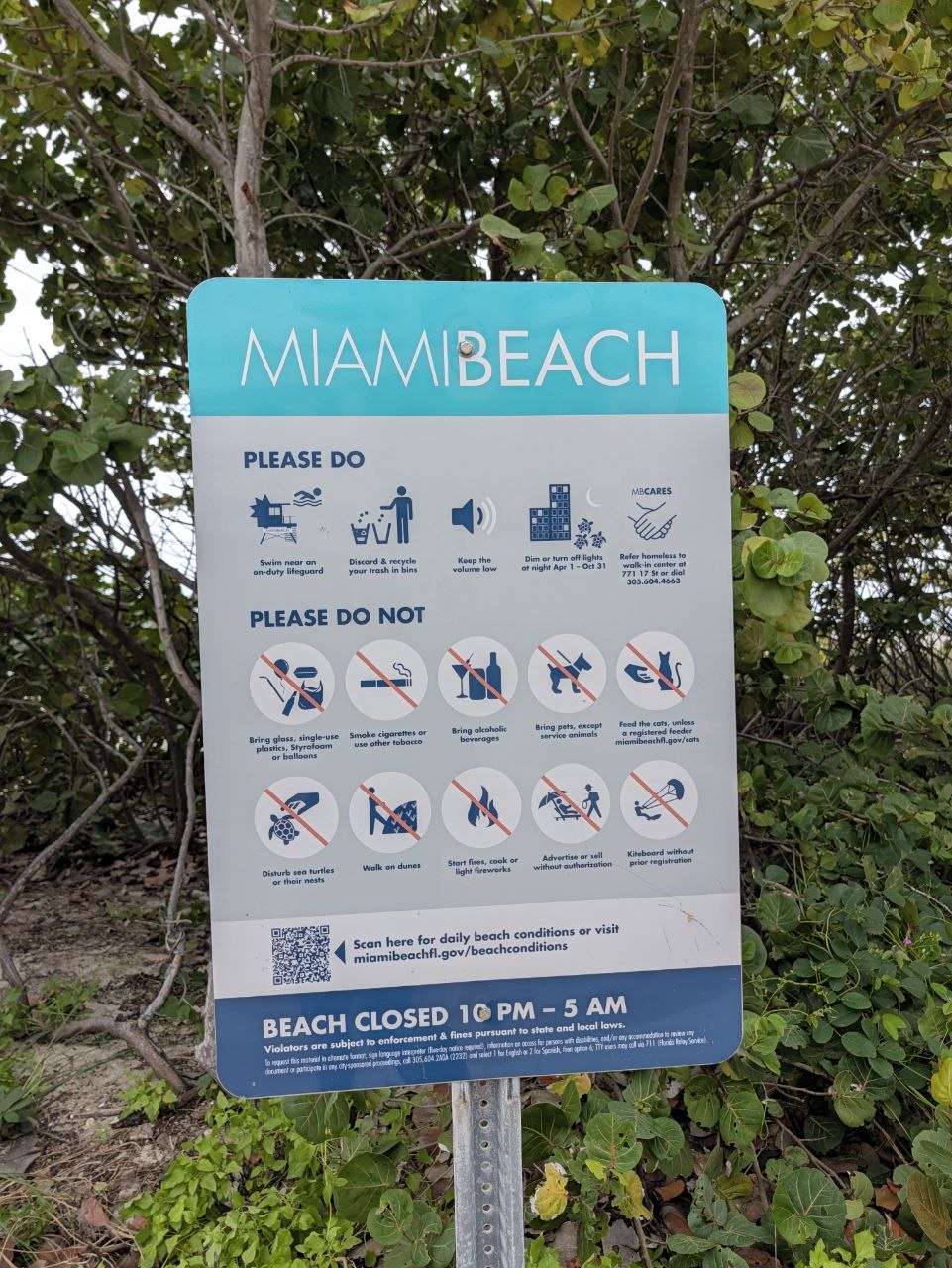 Miami Beach Regeln Schild